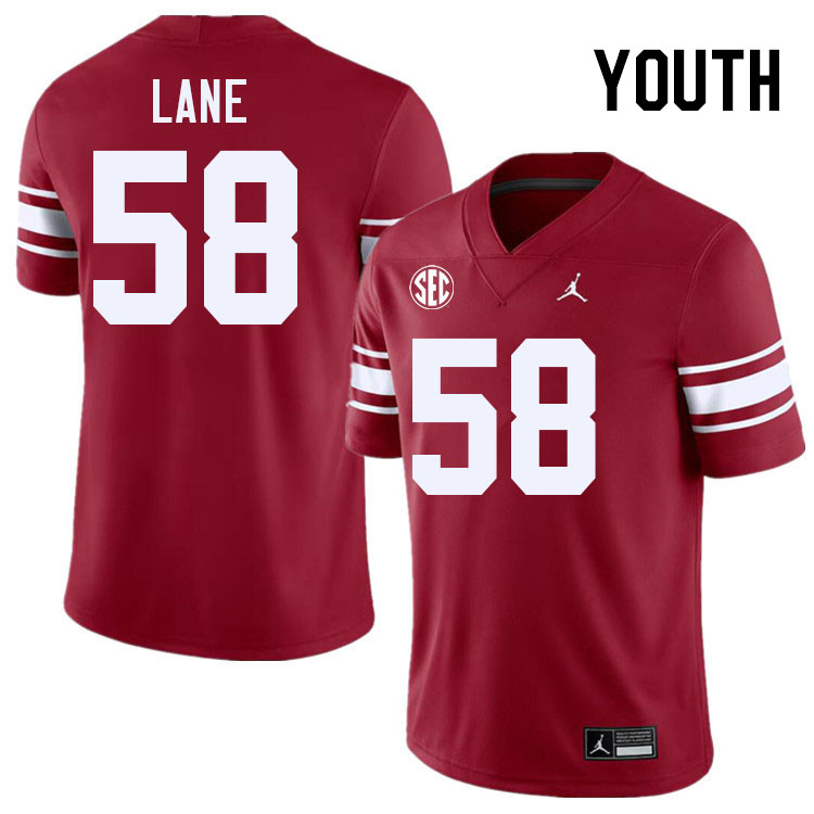 Youth #58 Ethan Lane Oklahoma Sooners 2024 SEC Conference College Football Jerseys-Throwback